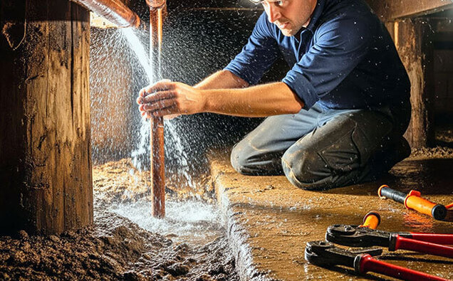 Plumber Fixing Pipe Leak